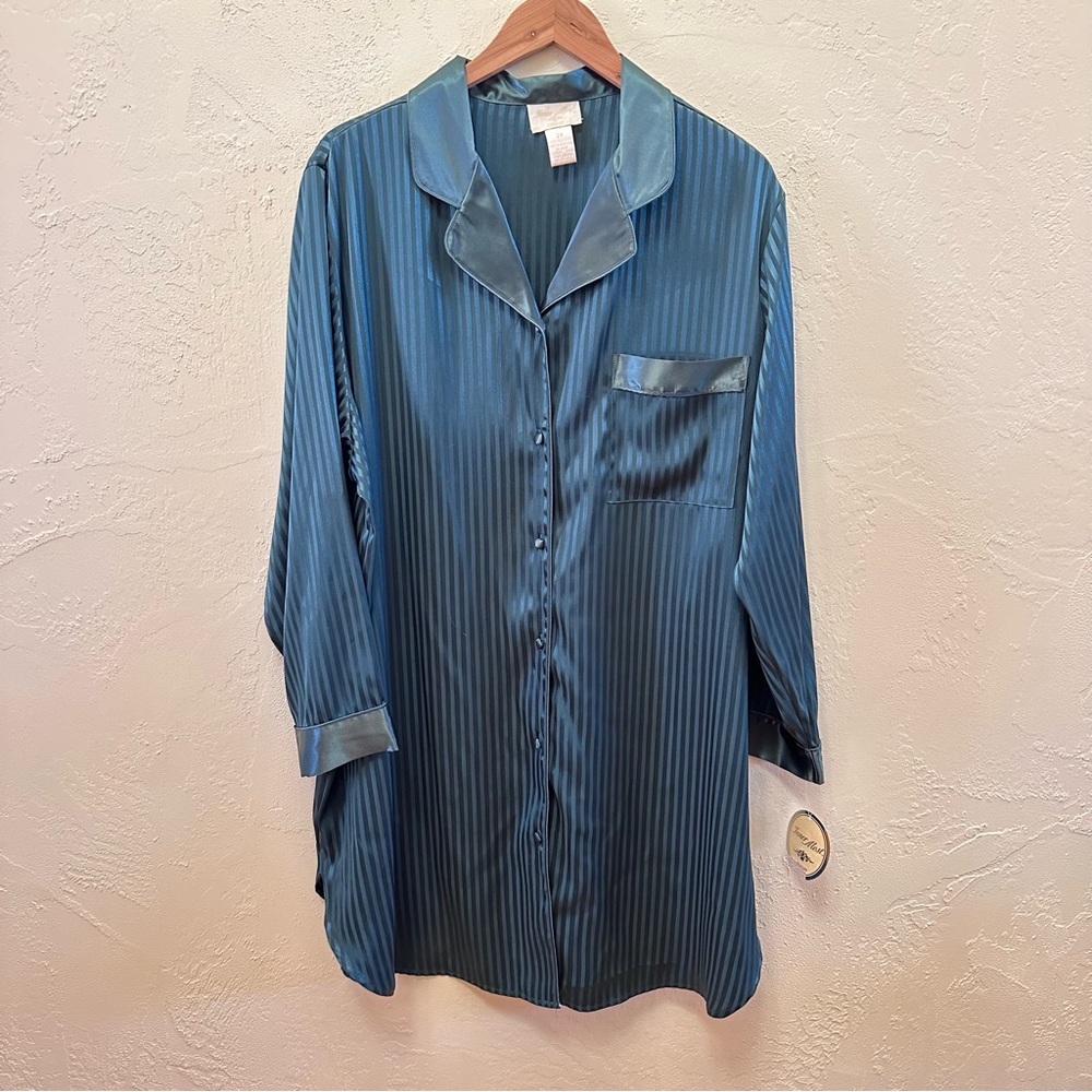 NWT Inner Most 2X Pajama Sleep Shirt Button Down Green